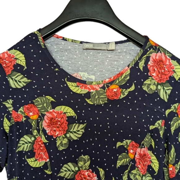 ASOS Floral Mini Dress with Hanky Hem and Frill Cuff Size 10 - Picture 3 of 11